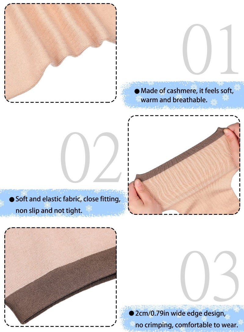 KASTWAVE 2 Pairs Leg Warmers Winter Knee Warmer Cashmere Knitted Warm Knee Pads Elastic Knee Warmers Women Thermal Helps Improve Blood Circulation for Running, Walking, Riding, Black, Wheat Colored - Image 3