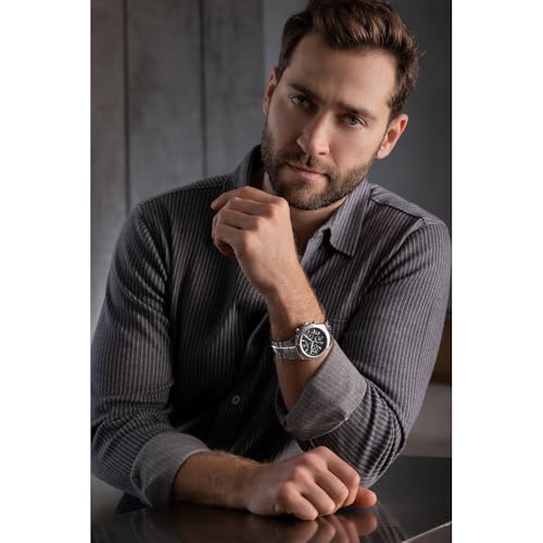 Bulova Mens Classic 6Hand Chronograph High Performance Quartz Silver Stainless Steel Watch Green DialGeometric Bezel 24 Hour Time 44mm Style96B409 - Image 3