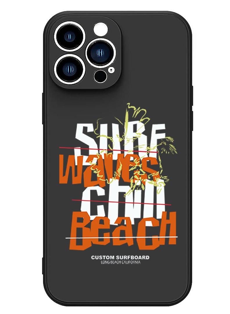Theodor Protective Slim Fit Case Liquid Silicone Cover with Full Body Protection Anti-Scratch Shockproof Case For iPhone 13 Pro Max Black  - Surfing copy - Image 1