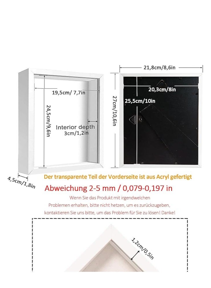 Picture Frame for Filling, Deep Picture Frame for Filling, 21.8 x 26.8 cm, Deep Frame for Wall and Desktop, 3D Object Frame, Deep 3 cm, Suitable for Three-Dimensional Wall Decoration, Wood - Image 2
