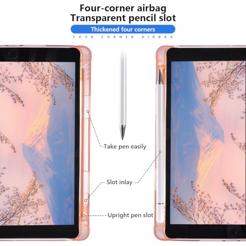 JOYLAND Aesthetic Bow Ribbon Case for iPad 9th7th8th Generation 202120202019 102 Inch with Pencil Holder Cute Pink Pink Bow Girly Cover Auto WakeSleep Foldable Shockproof Case - Image 3