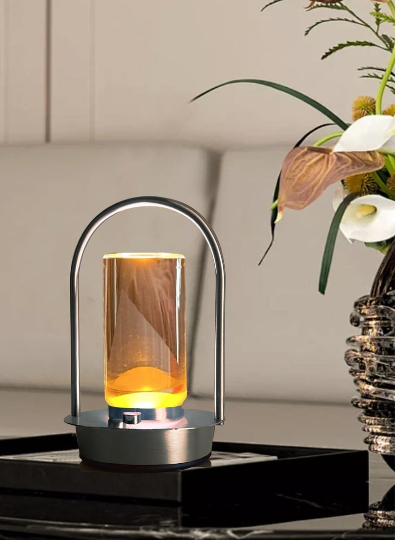 Bukela Modern Acrylic LED Table Lamp with Arched Metal Frame-Knob Control,Adjustable Brightness,Tri-Color Light Options, Energy-Efficient,Ideal for Bedroom,Living Room,Office.(Silver) - Image 1