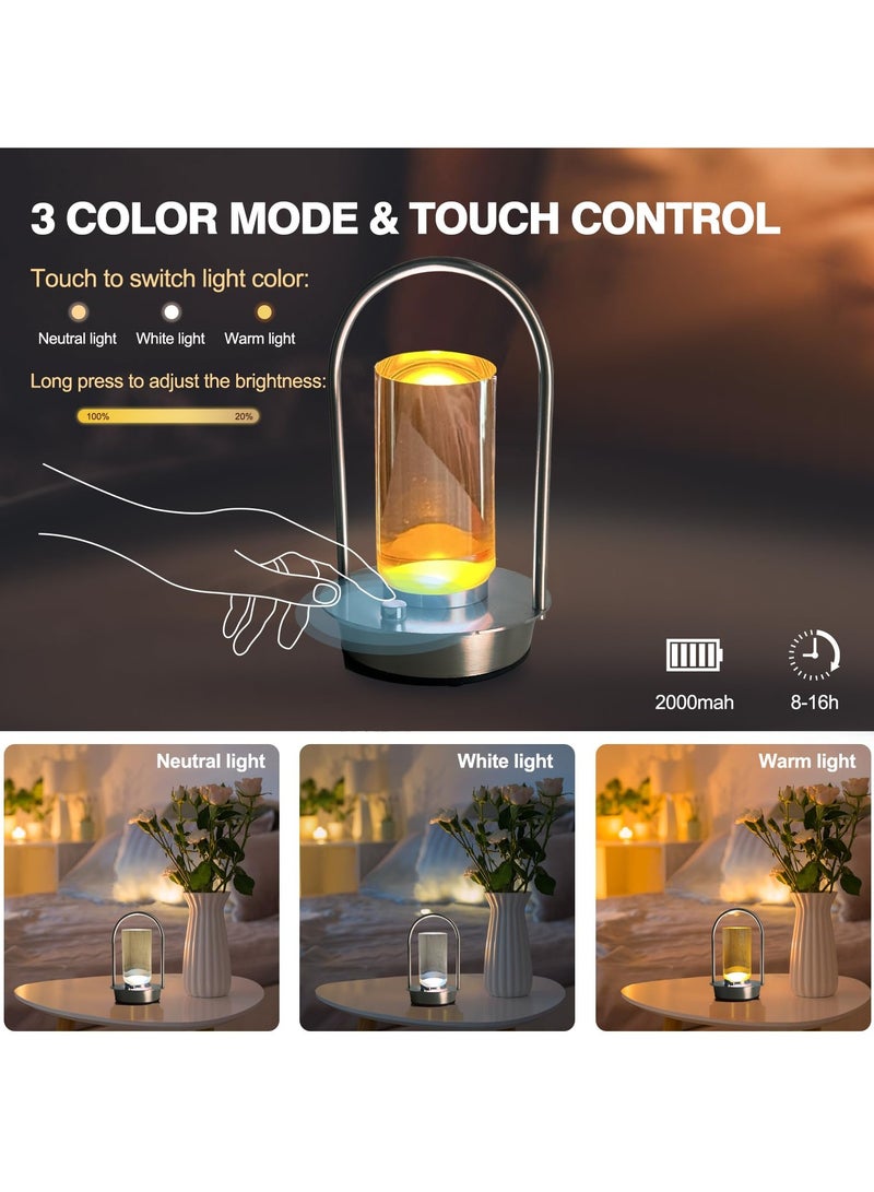 Bukela Modern Acrylic LED Table Lamp with Arched Metal Frame-Knob Control,Adjustable Brightness,Tri-Color Light Options, Energy-Efficient,Ideal for Bedroom,Living Room,Office.(Silver) - Image 2