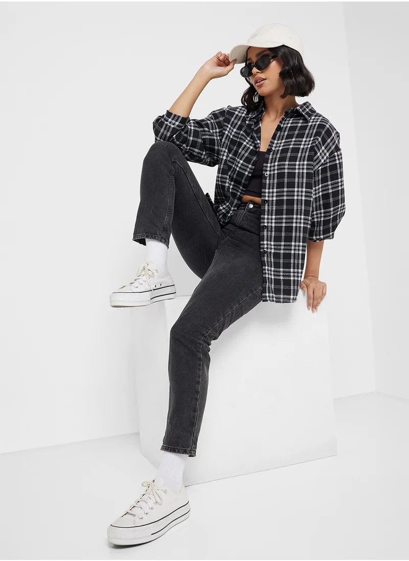جينجر Oversize Checkered Vintage Shirt