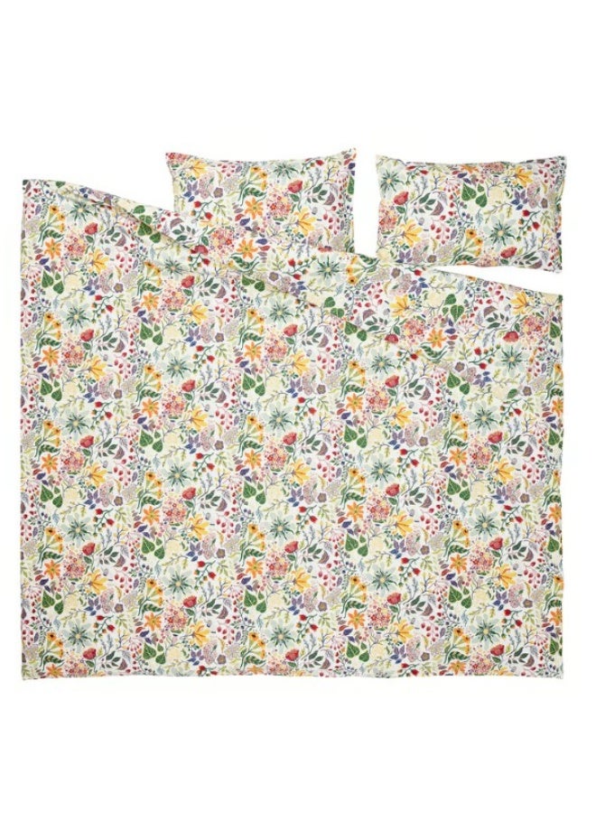 غطاء لحاف و2 غطاء وسادة، متعدد الألوان/ بنقشة زهور، 240×220/50×80 سم - Image 5