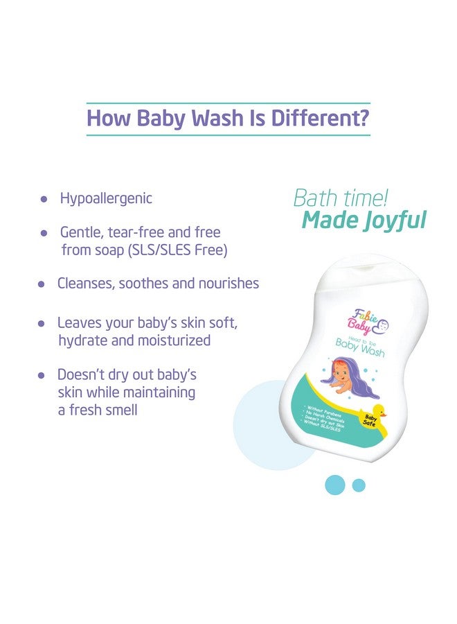 Fabie Baby Body Wash, Imported Daily Moisturizing Baby Wash, Head To Toe, Made In Dubai, Paraben Free, 400Ml - Image 3