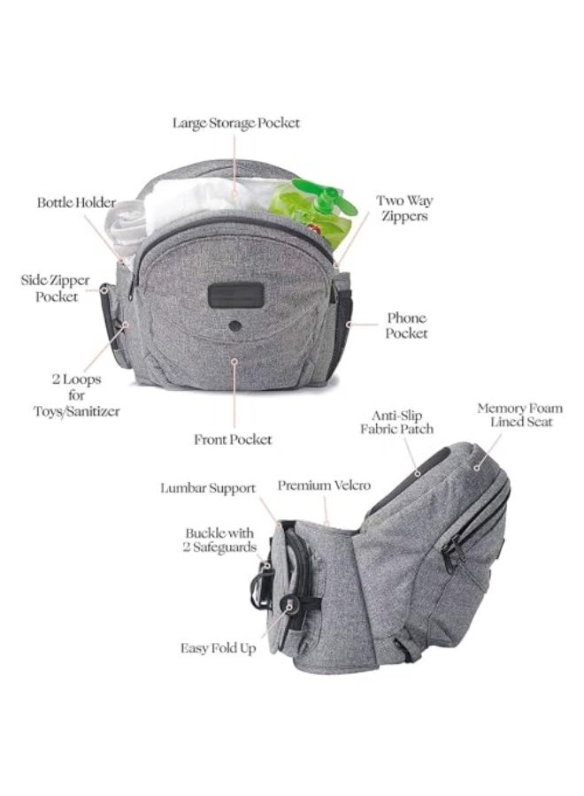 LAMAY 13.5cm Seat Carrier - Mom’s Choice Award Winner, Seen on Shark Tank, Ergonomic Carrier & Extenders for Newborns & Toddlers (Color : Gray) - Image 4