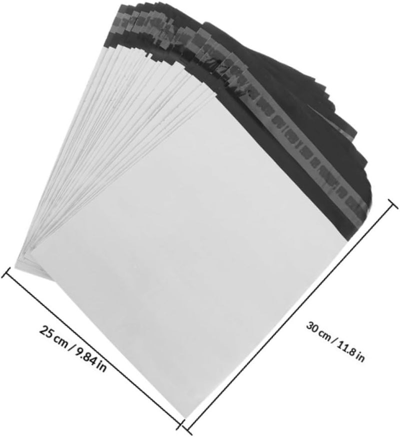 MAGICLULU 100pcs White Waterproof Mailing Pouches 25x30cm Plastic Shipping Bags with Self-seal Adhesive for Courier Packaging and Business Mailers - Image 2