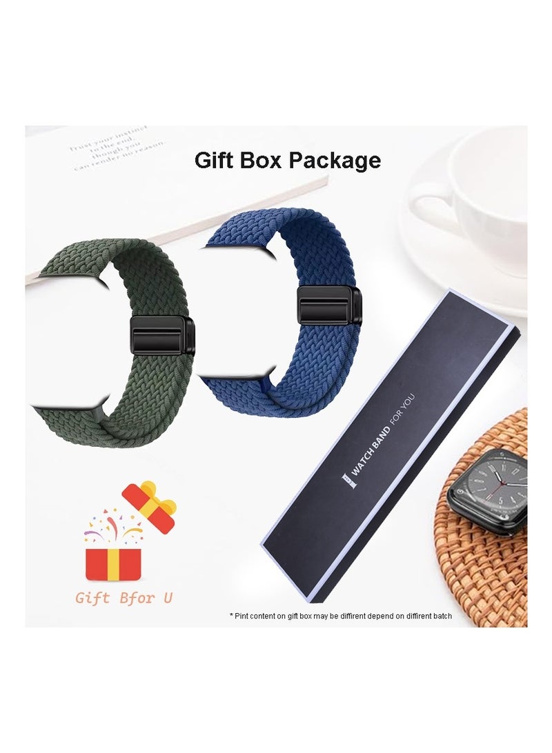 2pcs Pack Braided Magnetic Clasp Band Compatible with Apple Watch, for 44mm 45mm 46mm 49mm, Soft Nylon adjustable Sport Strap for iWatch Series 11 10 9 8 7 6 5 4 3 SE Ultra - Image 2