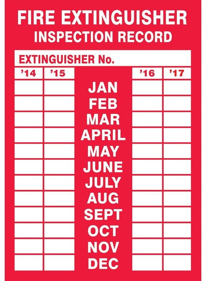 Accuform LFXG528VSP Adhesive Vinyl Safety Label, Legend "FIRE EXTINGUISHER INSPECTION RECORD", 5" Length x 3.5" Width, Adhesive Vinyl, Red on White (Pack of 5) - Image 2