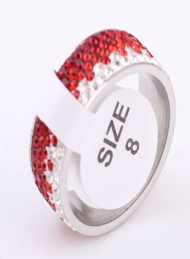 VQYSKO Cubic Zirconia Cz Eternity Engagement Wedding Band Ring, 18k Gold Plated Stackable Ladies Band Ring，3/4/5/8/12mm (Red+White8mm, 11) - Image 5