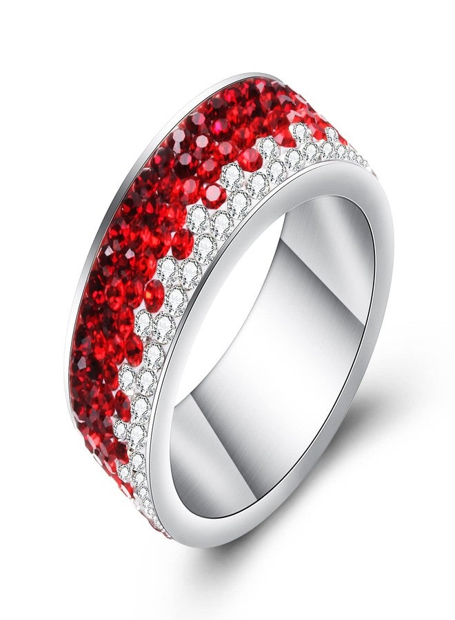 VQYSKO Cubic Zirconia Cz Eternity Engagement Wedding Band Ring, 18k Gold Plated Stackable Ladies Band Ring，3/4/5/8/12mm (Red+White8mm, 11) - Image 1