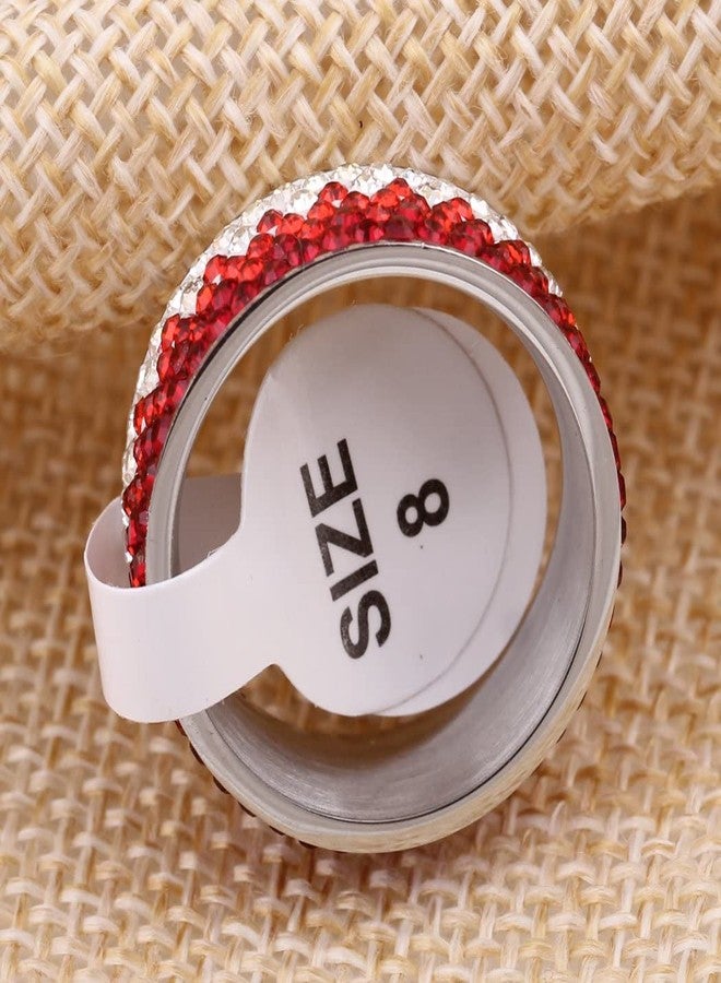 VQYSKO Cubic Zirconia Cz Eternity Engagement Wedding Band Ring, 18k Gold Plated Stackable Ladies Band Ring，3/4/5/8/12mm (Red+White8mm, 11) - Image 3