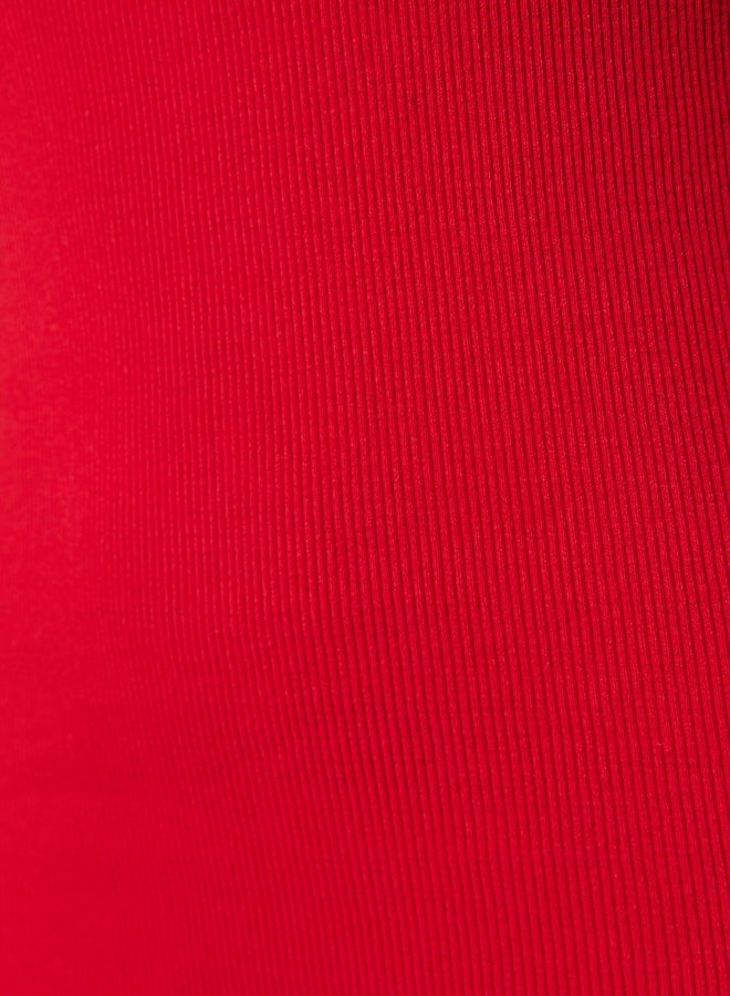 trendyol Red Body-Fitted Crew Neck Mini Ribbed Flexible Knitted Pencil Dress TWOSS22EL2819 - Image 3