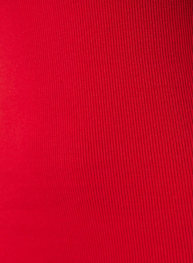 trendyol Red Body-Fitted Crew Neck Mini Ribbed Flexible Knitted Pencil Dress TWOSS22EL2819 - Image 3