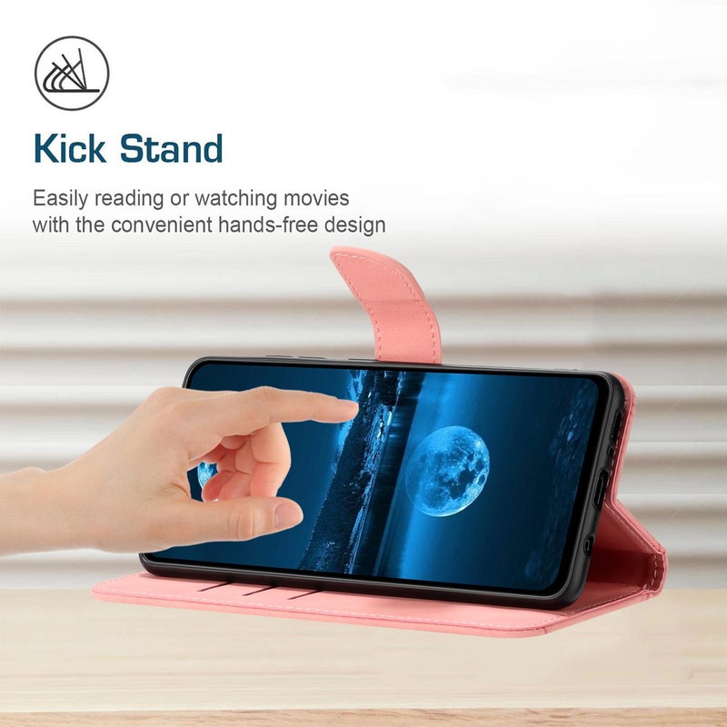 إيروريكس جراب هاتف جلدي منقوش بخياطة لهاتف Tecno Pova Curve 5G (وردي) - Image 4