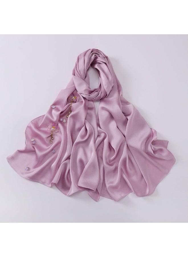 Nariele New Chinese Lotus Satin Chiffon Handmade Flower Headscarf - Image 1