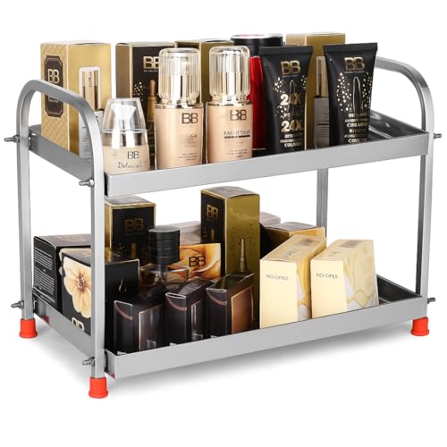 TechSrmaji 2-Tier Stainless Steel Kitchen Rack – Countertop Organizer Storage Shelf | Rustproof Space Saver Rack for Spices, Jars, Utensils | Multipurpose Shelf Stand for Kitchen, Bathroom (2-Shelf) - Image 1