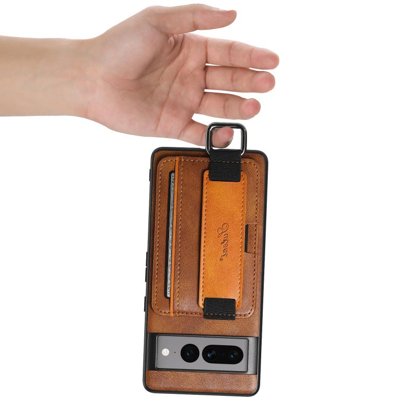 Suteni For Googel Pixel 9 H13 Card Wallet Wrist Strap Holder Pu Phone Case(Brown) - Image 5