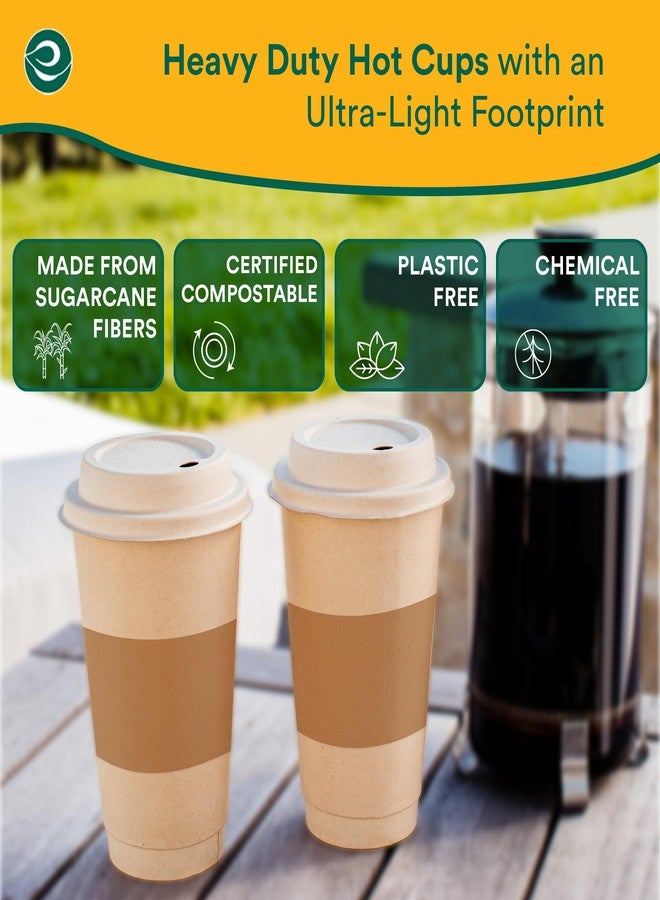 ECO SOUL 50 Pack 16 oz Disposable Coffee Cups with Lids & Sleeves Eco-Friendly, Biodegradable, Compostable, Leak-free & Sturdy To Go Hot Drink Cup for Tea, Chocolate Party Travel Cafe Office & Home - Image 3