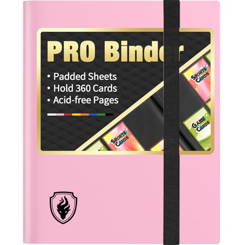Fabmaker Heavy Duty Card Binder Fabmaker 9 Pocket Trading Card Binder Holds 360 Cards Sleek SideLoading Card Album Sturdy Card Collection Folder for Game Cards Sport Cards Pink - Image 1