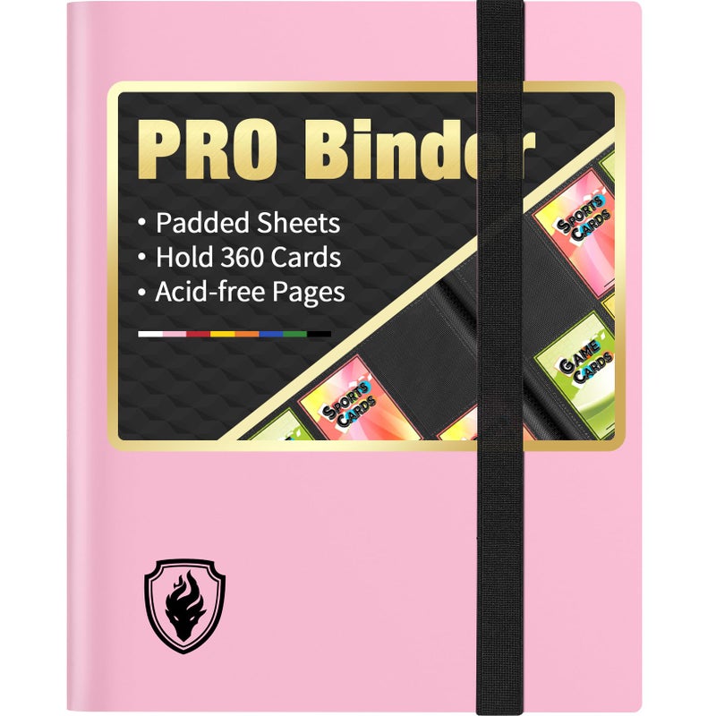 Fabmaker Heavy Duty Card Binder Fabmaker 9 Pocket Trading Card Binder Holds 360 Cards Sleek SideLoading Card Album Sturdy Card Collection Folder for Game Cards Sport Cards Pink - Image 2