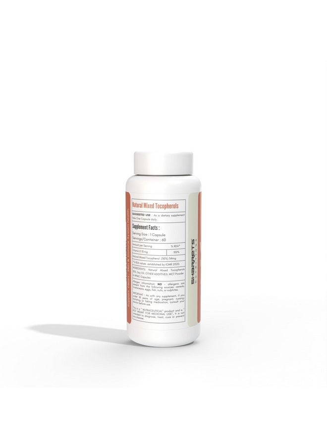 Sharrets - Vitamin E (Natural Mixed Tocopherol) - 60 Capsules For Skin, Heart, And Immune Health - Image 1