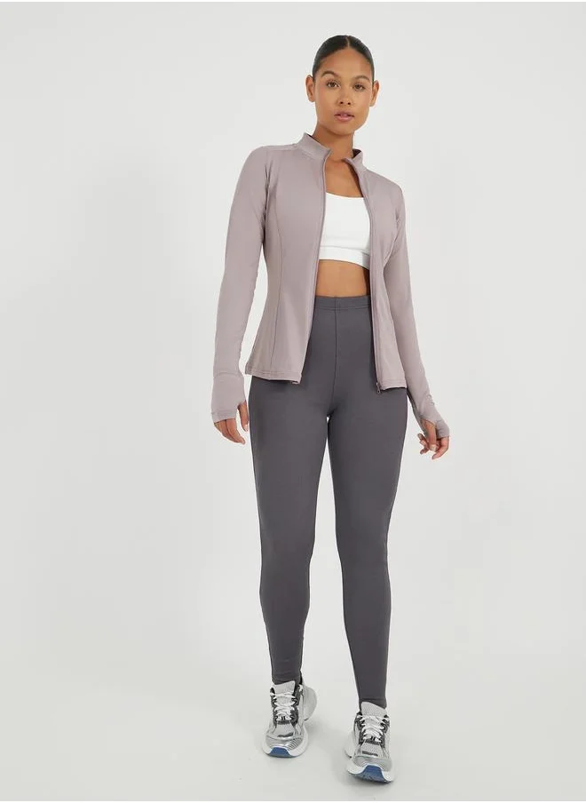 Styli Shoulder Gradient Mesh Detail Zip Up Jacket