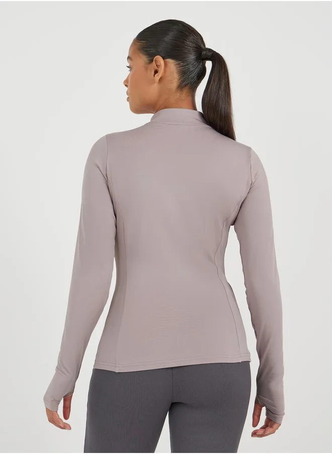 Styli Shoulder Gradient Mesh Detail Zip Up Jacket