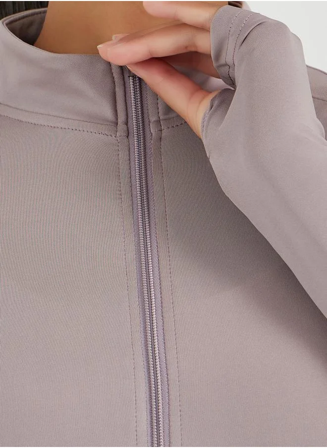 Styli Shoulder Gradient Mesh Detail Zip Up Jacket