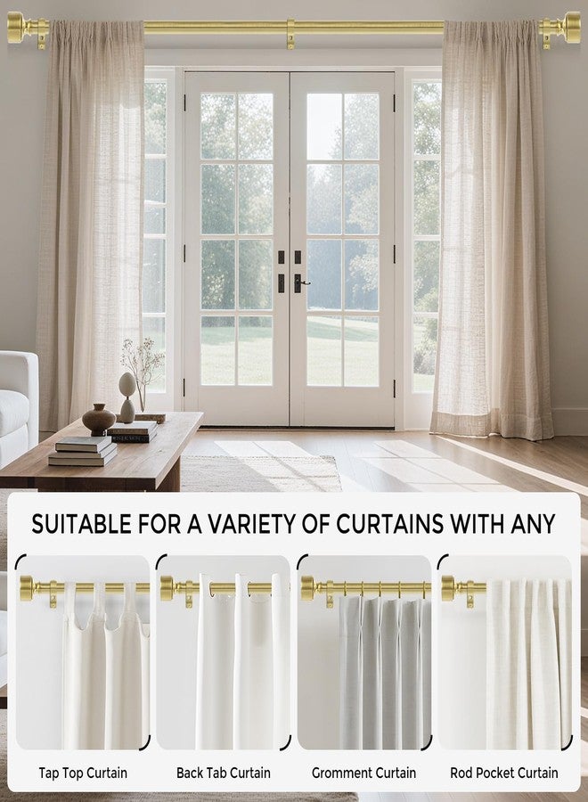 hei! dear Gold Curtain Rods for Windows 28 to 48 Inch(2.3-4ft), 1 Inch Diameter Heavy Duty Curtain Rod, Adjustable Decorative Drapery Poles 18-45", Brushed Gold - Image 5