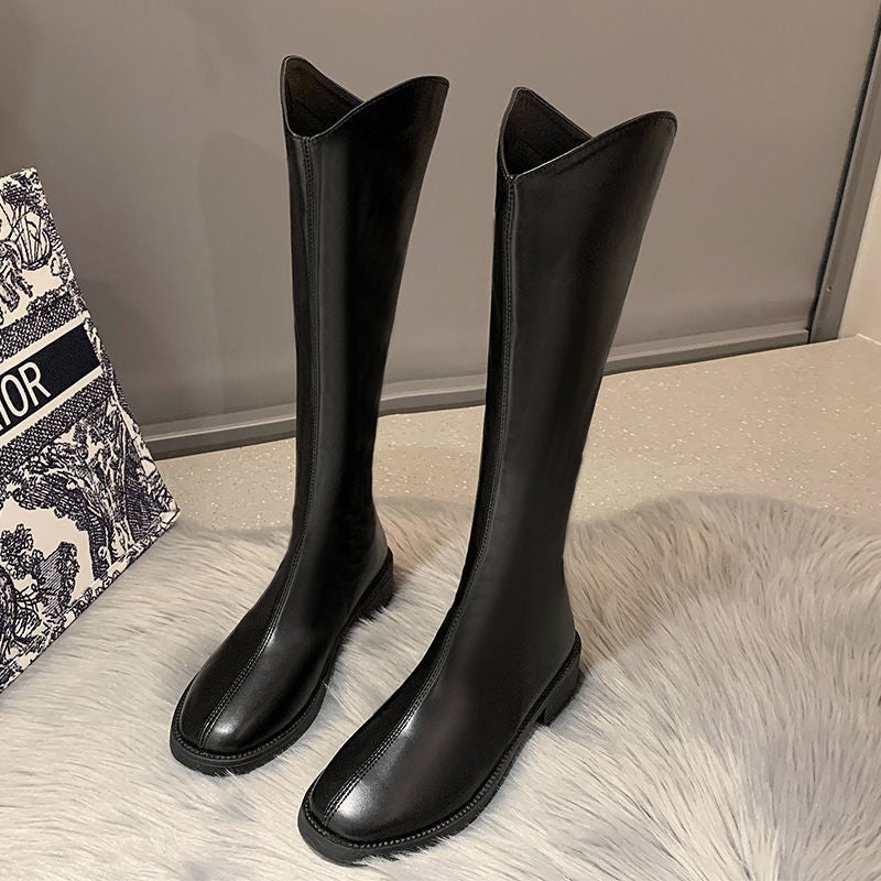 Long Boots Western Cowboy Boots Women'S But Knee Long Boots 2025 V-Mouth Knight Boots Slimming High Boots - Image 1