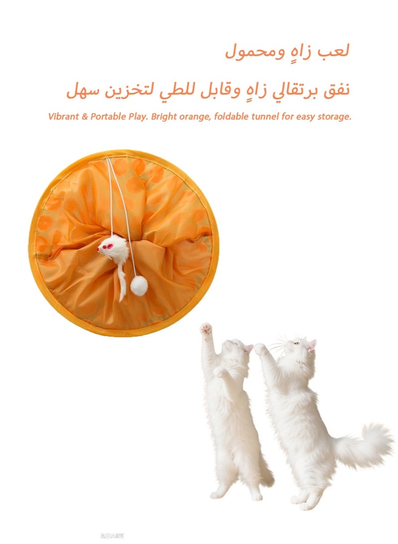 Interactive Cat Play Tunnel for Saudi Homes - Foldable Crinkle Toy with Hanging Mouse & Balls, Interactive Peek-a-Boo Game for Persian Cats, Saves Furniture - Image 5