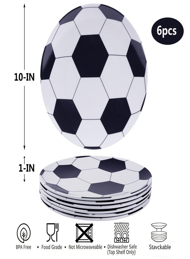 Webbylee Soccer Design 6-Piece Melamine Dinner Plates – 10-Inch Football Theme, Lightweight & Shatter Resistant, Dishwasher Safe, Parties & Indoor Outdoor Use - Image 2