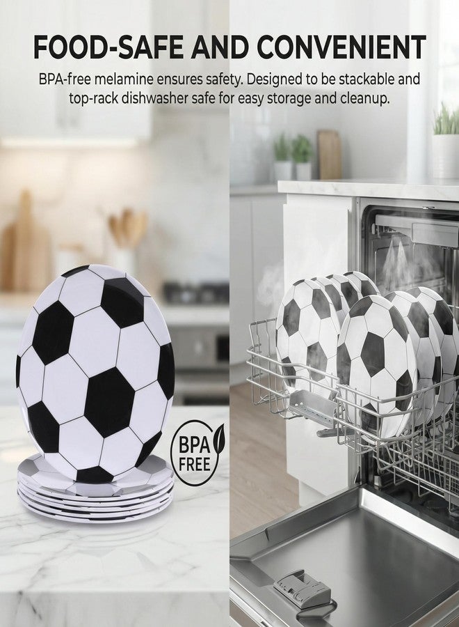 Webbylee Soccer Design 6-Piece Melamine Dinner Plates – 10-Inch Football Theme, Lightweight & Shatter Resistant, Dishwasher Safe, Parties & Indoor Outdoor Use - Image 3