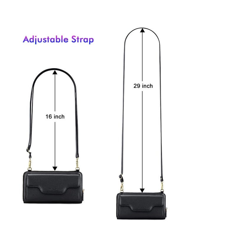 nuoku Wristlet Crossbody Bags for Women, Small Clutch Purses, Cell Phone Wallet, Rfid, BLACK - Image 5