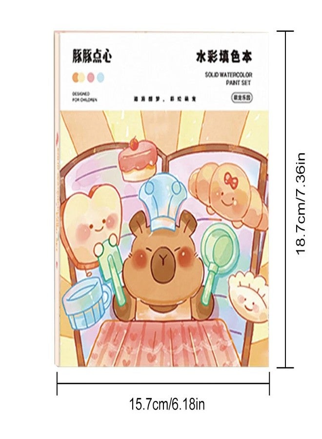 SAMVARDHAN Watercolor Painting Book Set – DIY Graffiti Coloring Note-Book with Watercolor Gouache Brush, Creative Cartoon Coloring Book, Dip Water to Paint Painting Set for Kids(Capybara) - Image 3