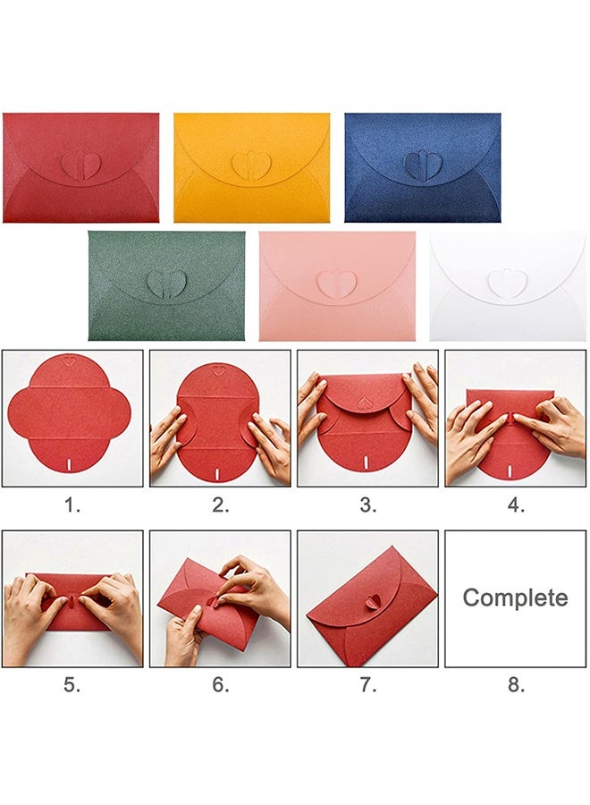 YJ 12 PCS Colored Gift Card Envelopes, 2.7 x 3.9 inch Mini Envelope with Heart-shaped Clasp, Cute Pocket Envelopes for Business Card, Credit Card, Note Card and Keycard - Image 5