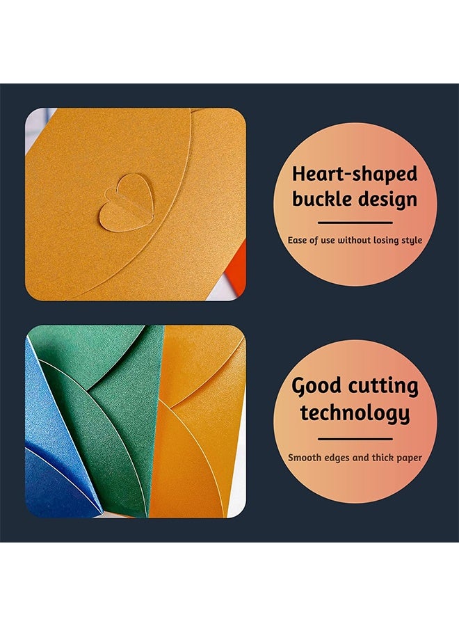 YJ 12 PCS Colored Gift Card Envelopes, 2.7 x 3.9 inch Mini Envelope with Heart-shaped Clasp, Cute Pocket Envelopes for Business Card, Credit Card, Note Card and Keycard - Image 3