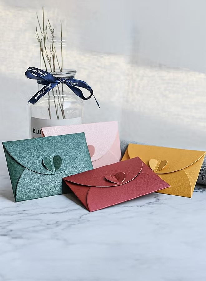 YJ 12 PCS Colored Gift Card Envelopes, 2.7 x 3.9 inch Mini Envelope with Heart-shaped Clasp, Cute Pocket Envelopes for Business Card, Credit Card, Note Card and Keycard - Image 4