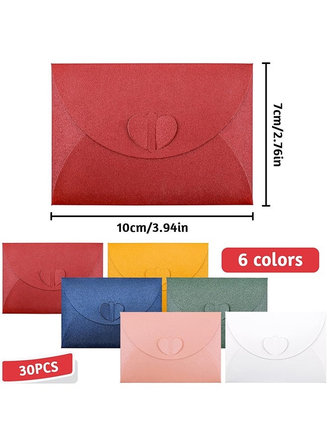 YJ 12 PCS Colored Gift Card Envelopes, 2.7 x 3.9 inch Mini Envelope with Heart-shaped Clasp, Cute Pocket Envelopes for Business Card, Credit Card, Note Card and Keycard - Image 2