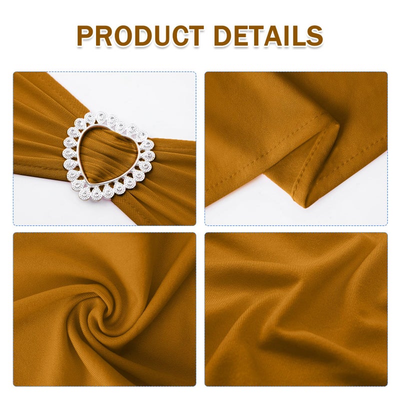 Howhic حزمة Howhic من 30 كرسي Spandex Sashes أقواس تمتد فرقة تغطية كرسي مع مشبك منزلق الشوكة العالمي المرن علاقات لزخارف حفلات حفلات حفلات الزفاف (الذهب) - Image 3