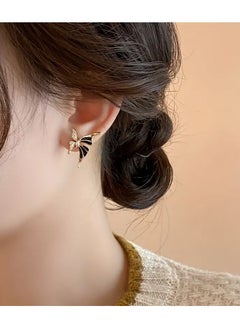 Home Clearance Sale Golden Butterfly Earrings for Women - Asymmetrical Design Zinc Alloy Studs with Glass Inlay, Elegant Fashion Jewelry for Ages 14+, 1 Pair  - Image 2