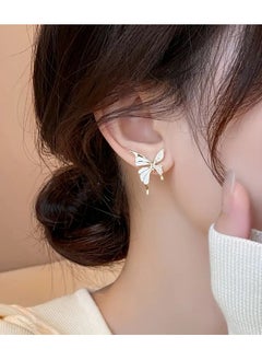 Home Clearance Sale Golden Butterfly Earrings for Women - Asymmetrical Design Zinc Alloy Studs with Glass Inlay, Elegant Fashion Jewelry for Ages 14+, 1 Pair  - Image 4