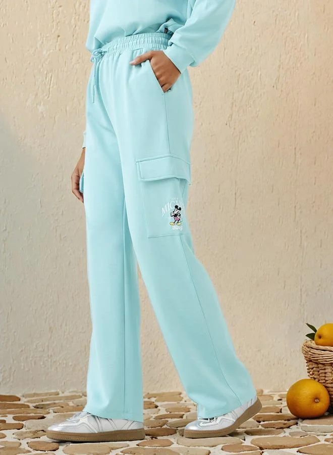 SP Characters Mickey Mouse Embroidered Cargo Joggers with Drawstring Closure