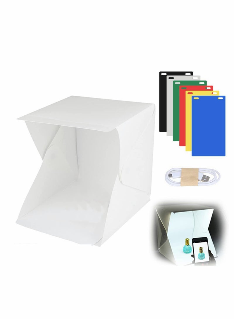 Excefore Portable Photo Studio Light Box with Lights, 20 * 20 * 20cm Folding Photography Light Tent Kit with LED Light and 6 Kinds Color Backgrounds - Image 1