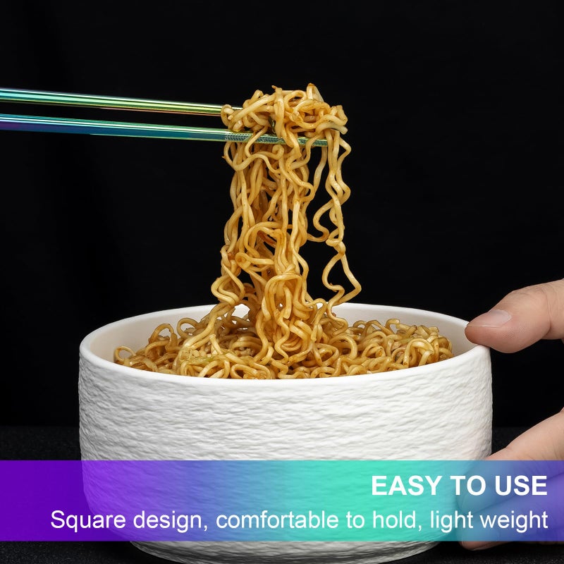 FOFAYU Metal Chopsticks Reusable 5 Pairs Multicolor Stainless Steel Chopsticks Dishwasher Safe Square Lightweight Non-Slip Chop Sticks Present Set - Image 5