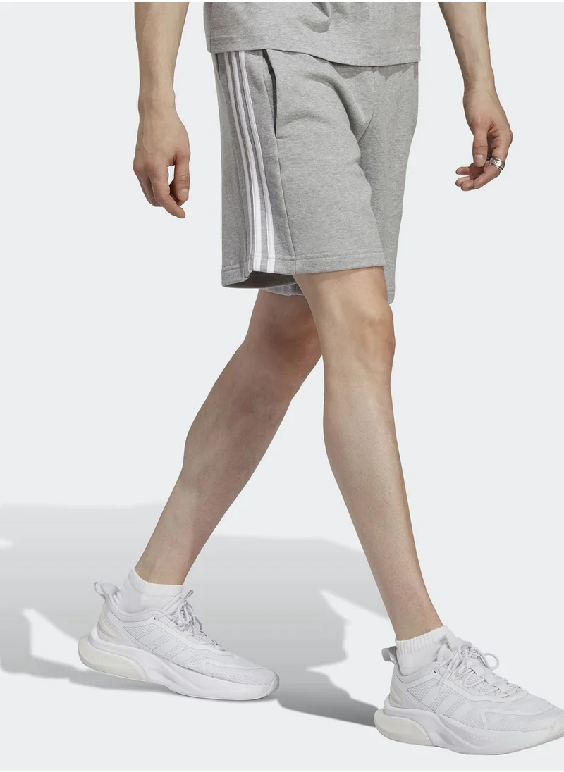 Adidas 3 Stripe Essential French Terry Shorts