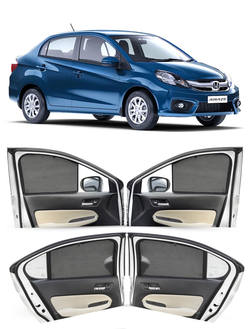 Autofact Car Sunshades for Honda Amaze Old (2011 to 2017), UV Protection, Useful Car Accessories, Custom fit Sun Shades for Side Windows, Set of 4 - Image 1