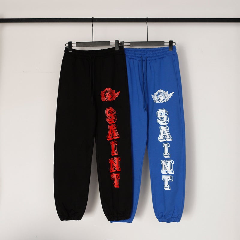 High Street Niche Vintage Letter Printed Sweatpants American-Style Men'S And Women'S Casual Leggings Trousers Trousers - Image 5